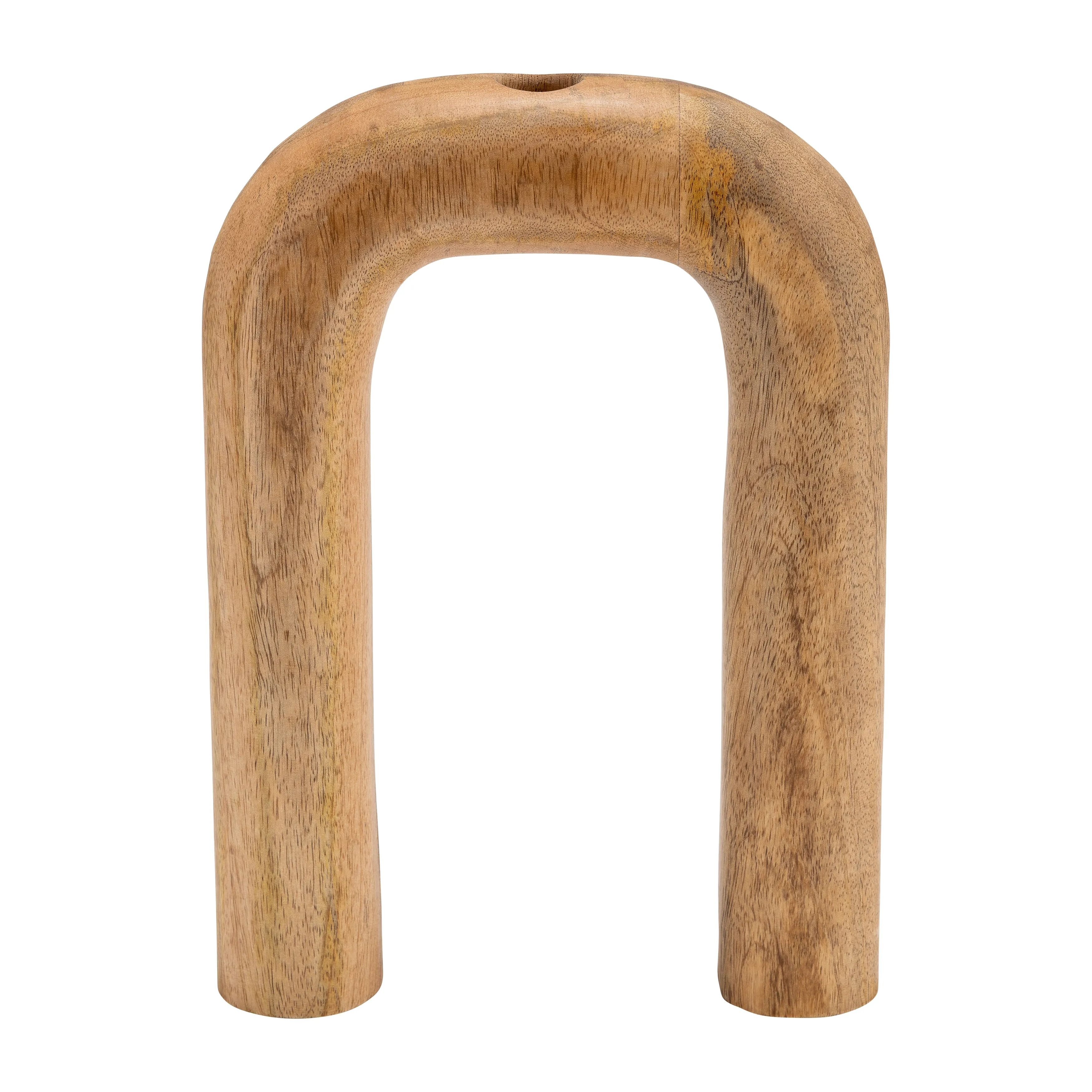 Wood, 11"H Horseshoe Vase, Brown