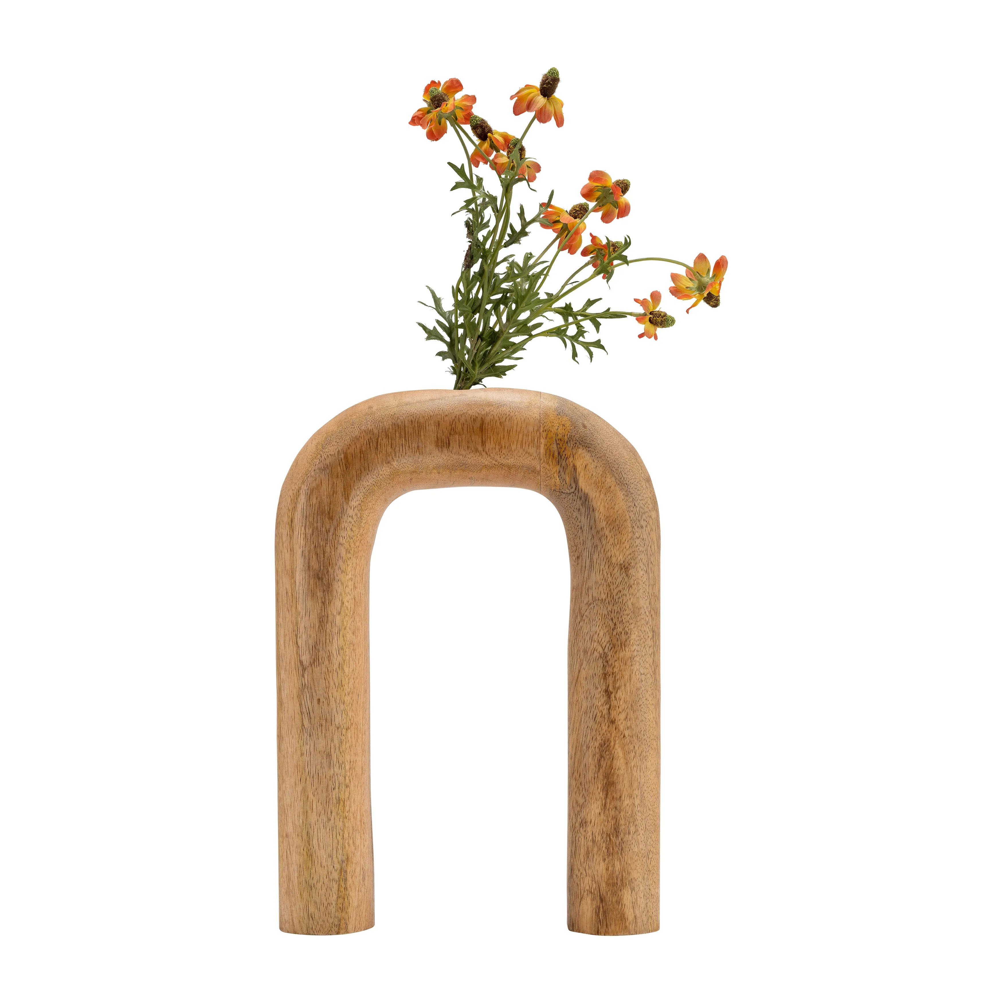 Wood, 11"H Horseshoe Vase, Brown