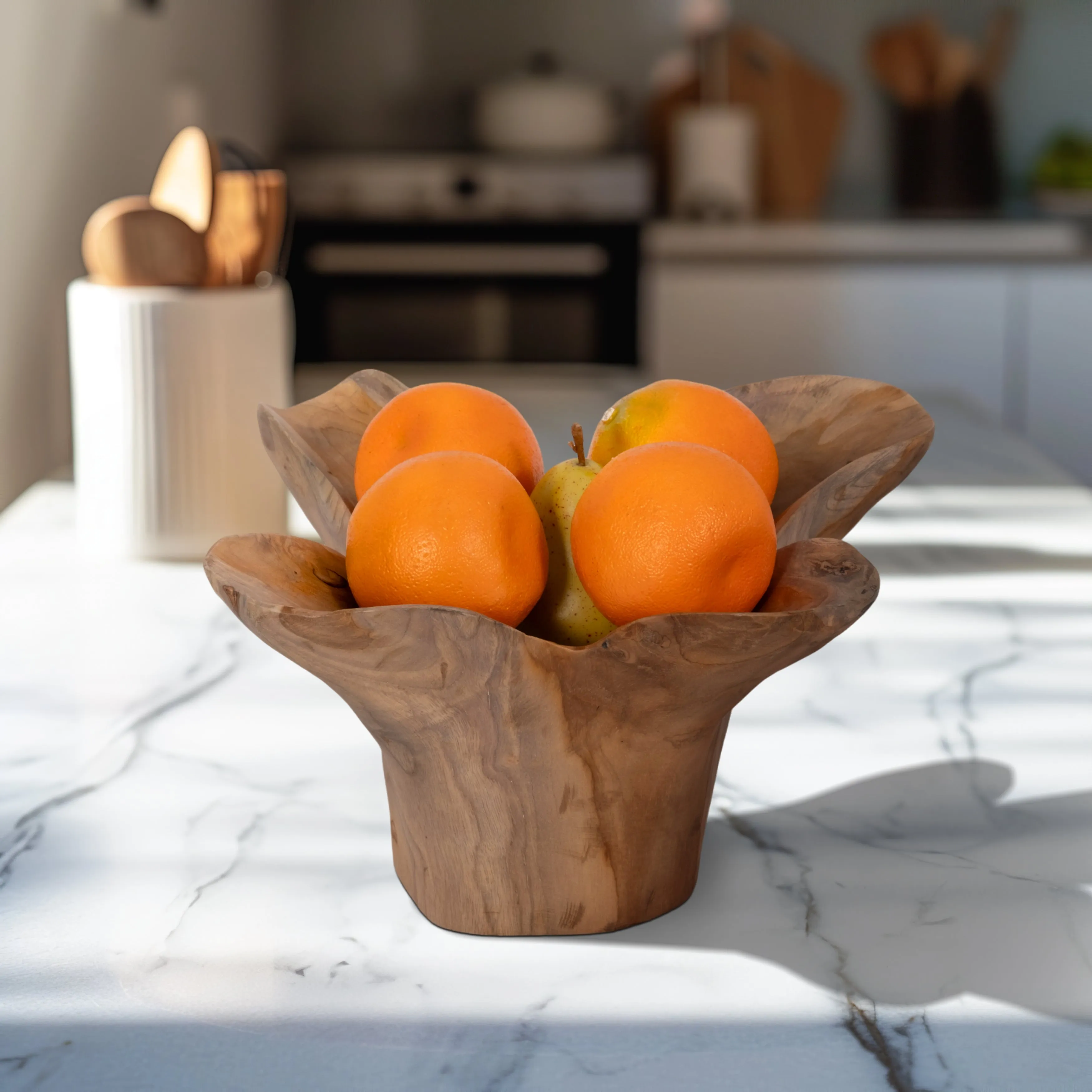 WOOD, 14" TEAK BOWL, NATURAL