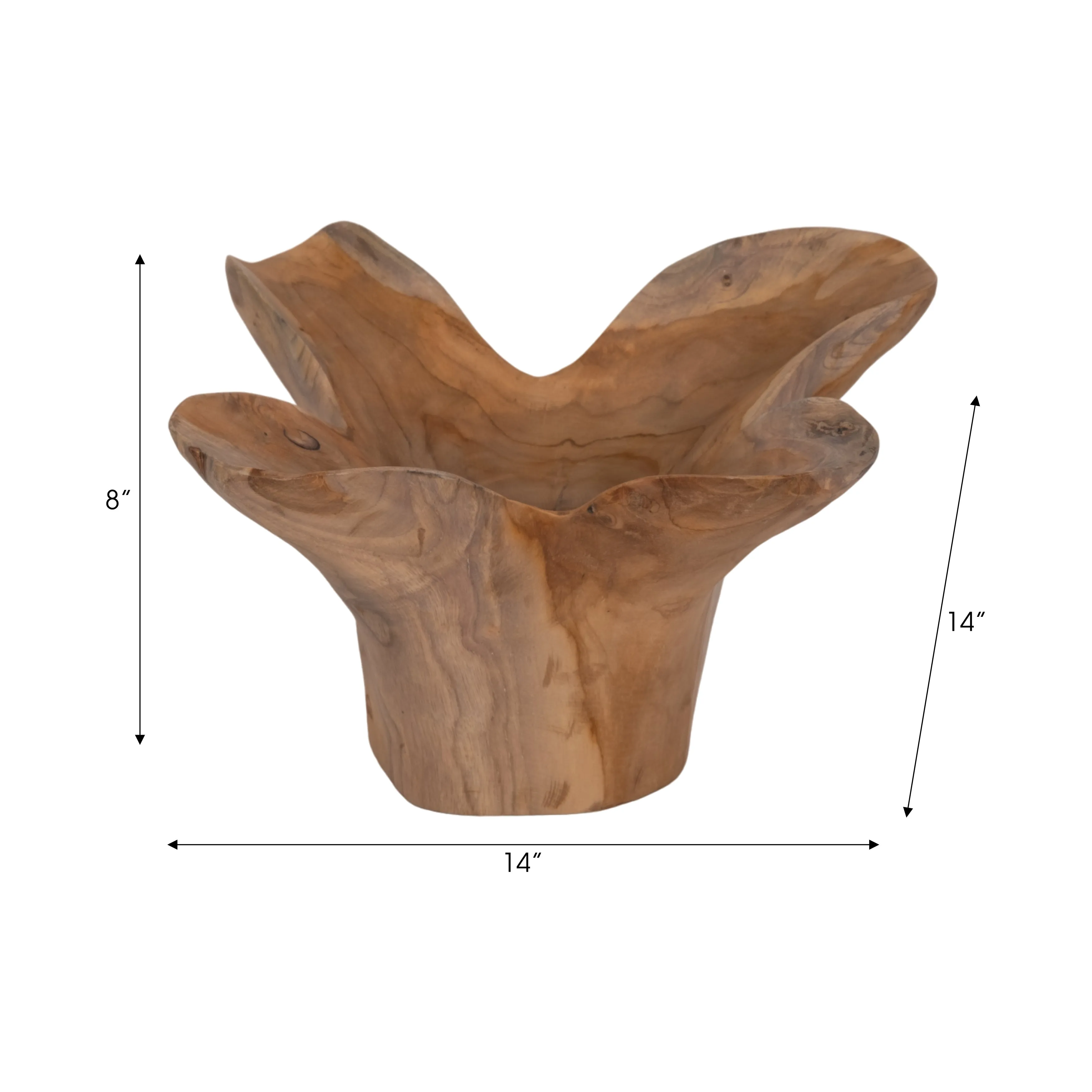 WOOD, 14" TEAK BOWL, NATURAL