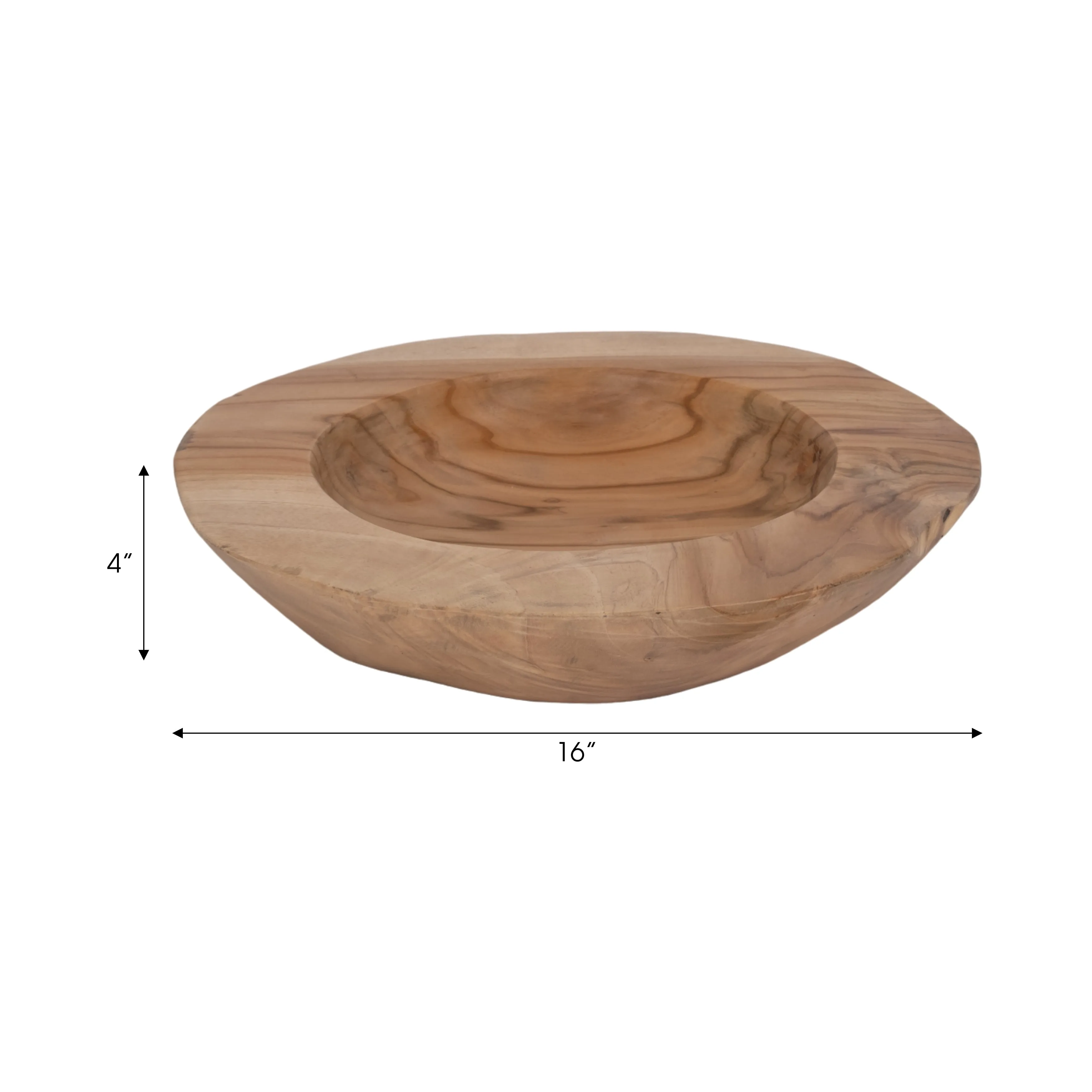 WOOD, 16" TEAK ORGANIC BOWL, NATURAL