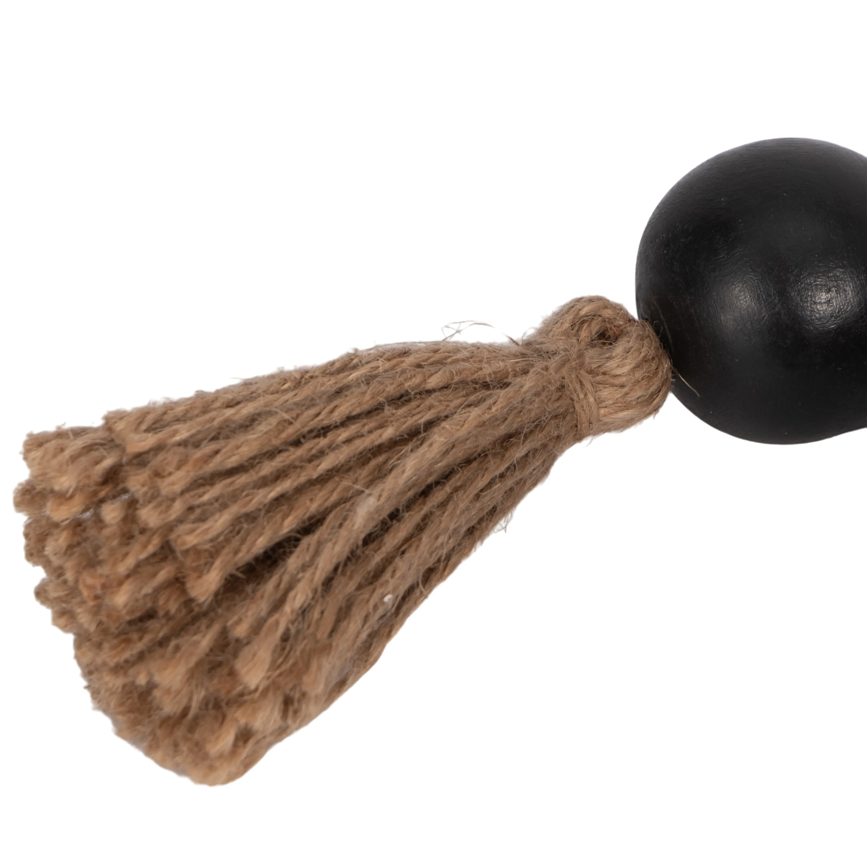 WOOD, 28" 2" DBL BEADED GARLAND W/ TASSEL, BLACK