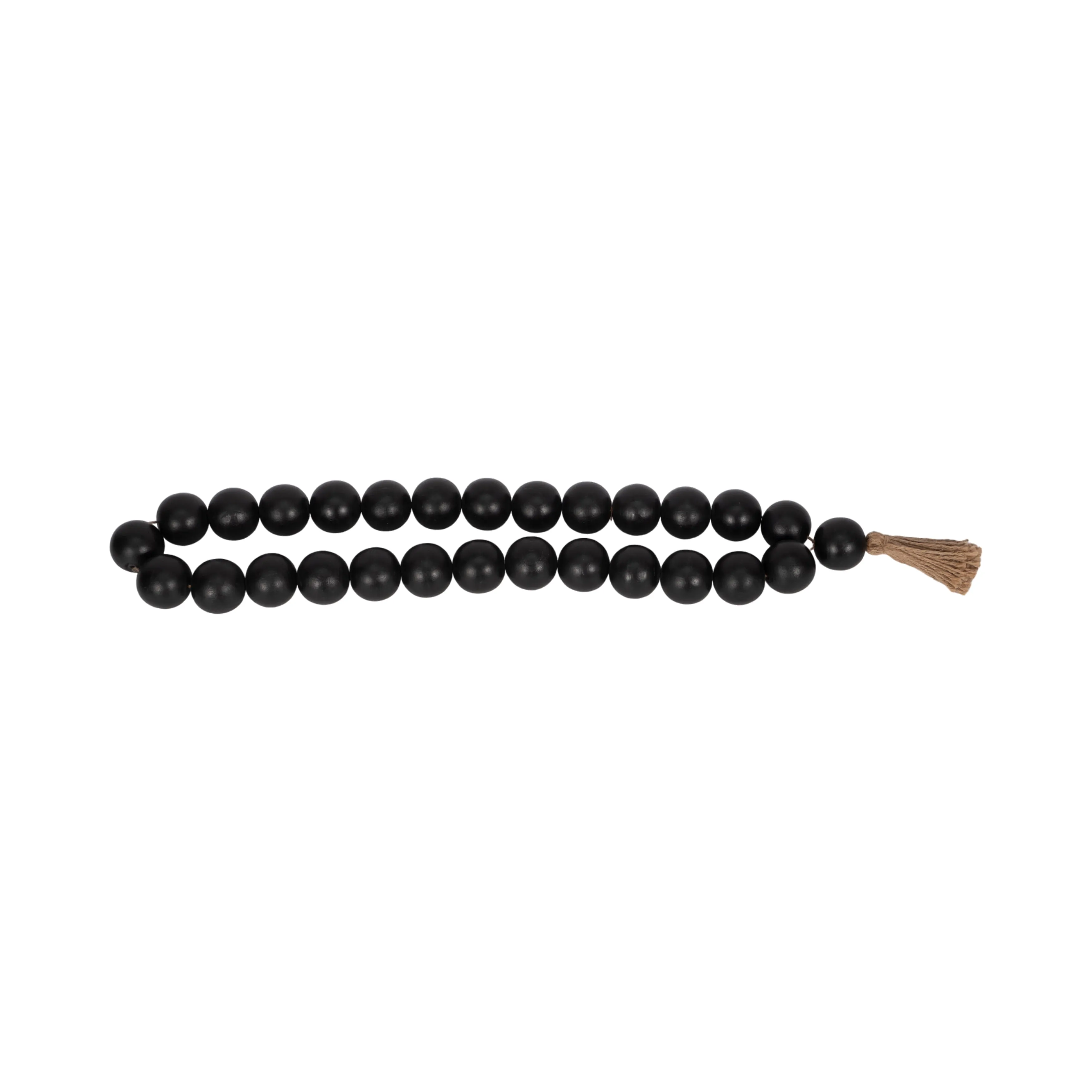 WOOD, 28" 2" DBL BEADED GARLAND W/ TASSEL, BLACK