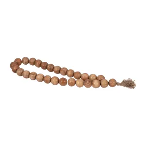 WOOD, 28" LARGE BEADED GARLAND W/ TASSEL, NATURAL