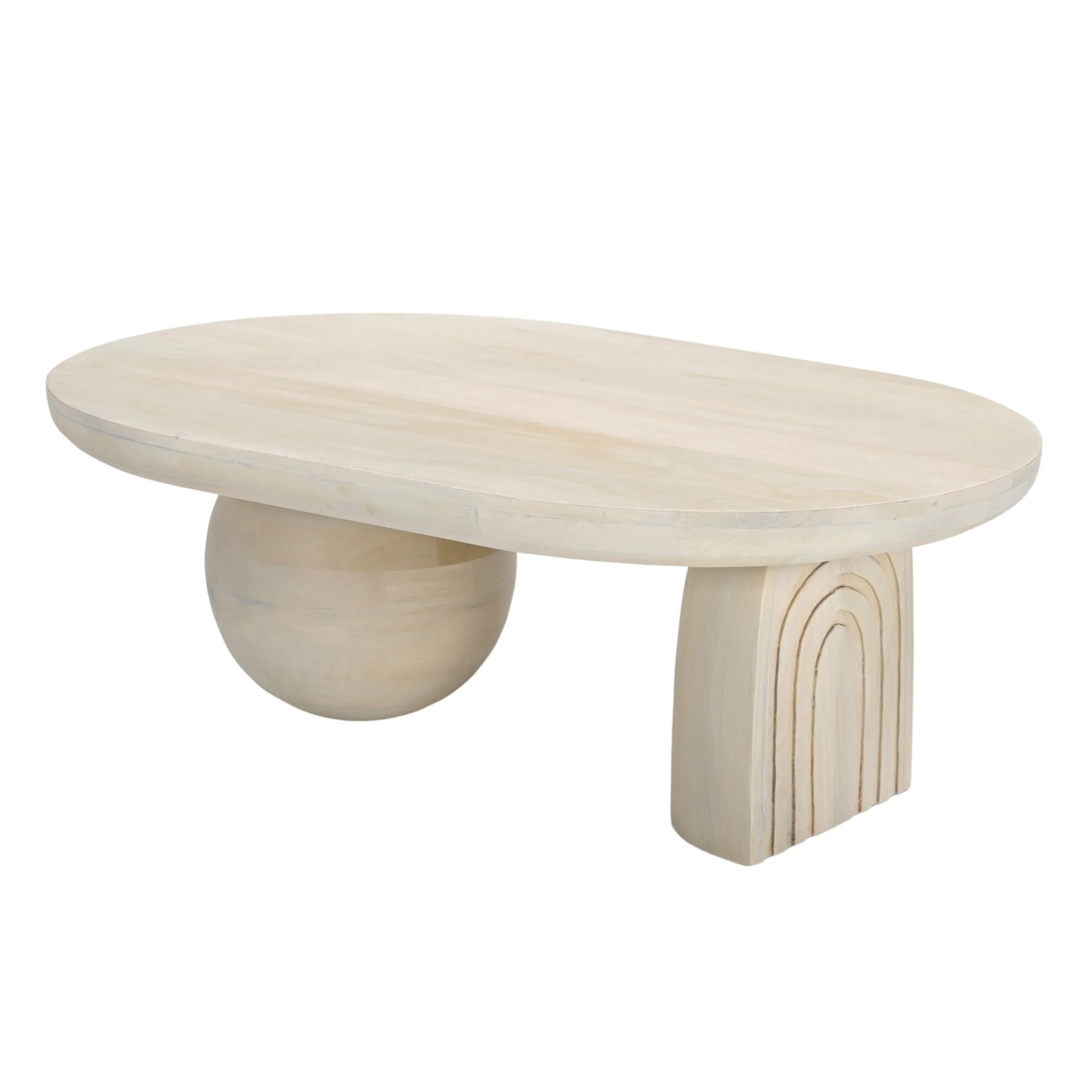 Wood, 42" Orb Coffee Table, Antique White