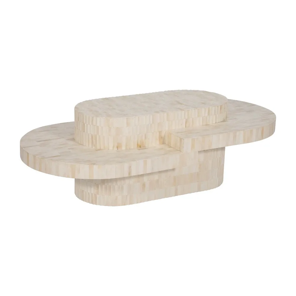 WOOD, 49" CARVED INLAY COFFEE TABLE, NATURAL