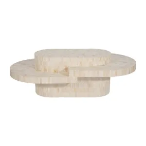 WOOD, 49" CARVED INLAY COFFEE TABLE, NATURAL