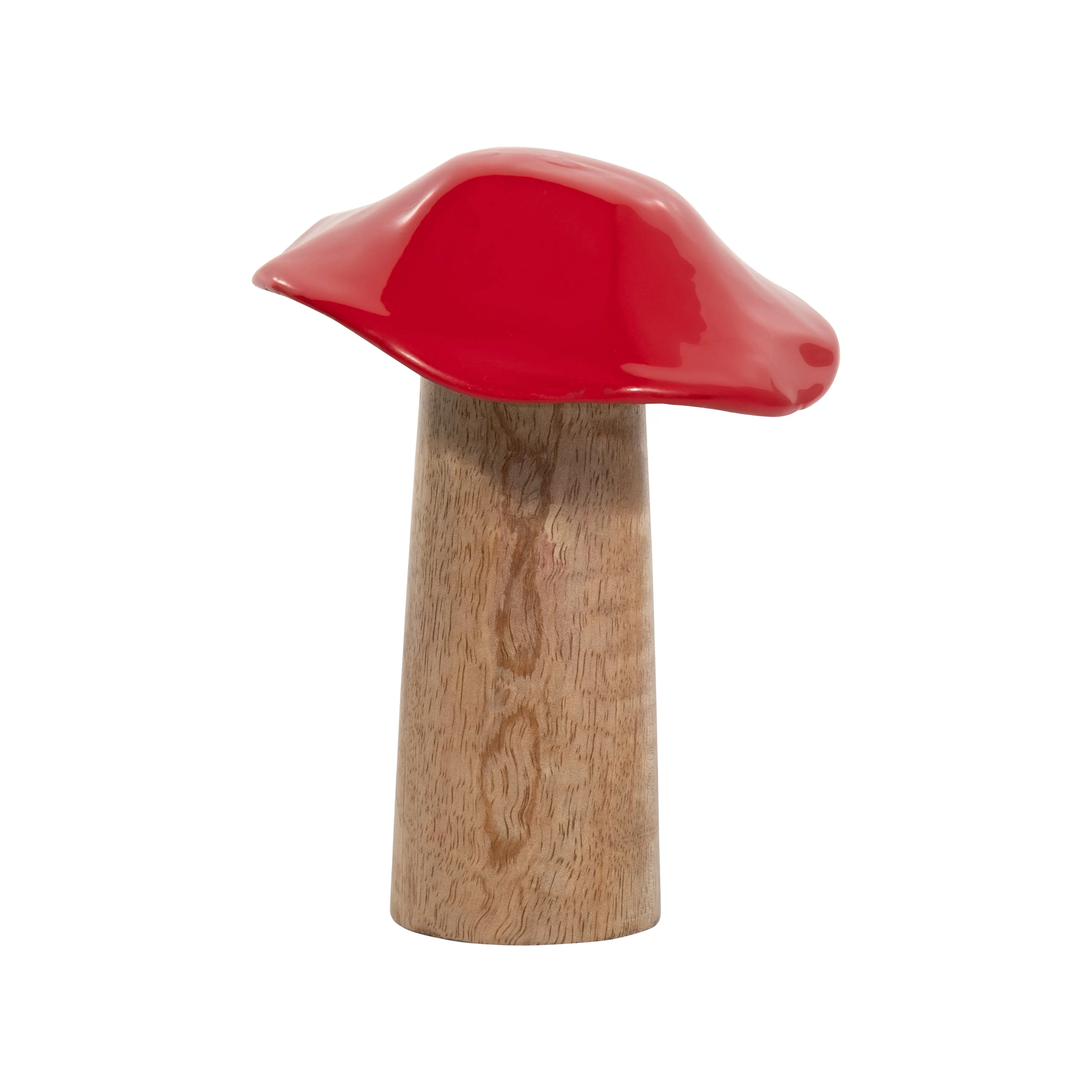WOOD, 6" TOADSTOOL MUSHROOM, RED
