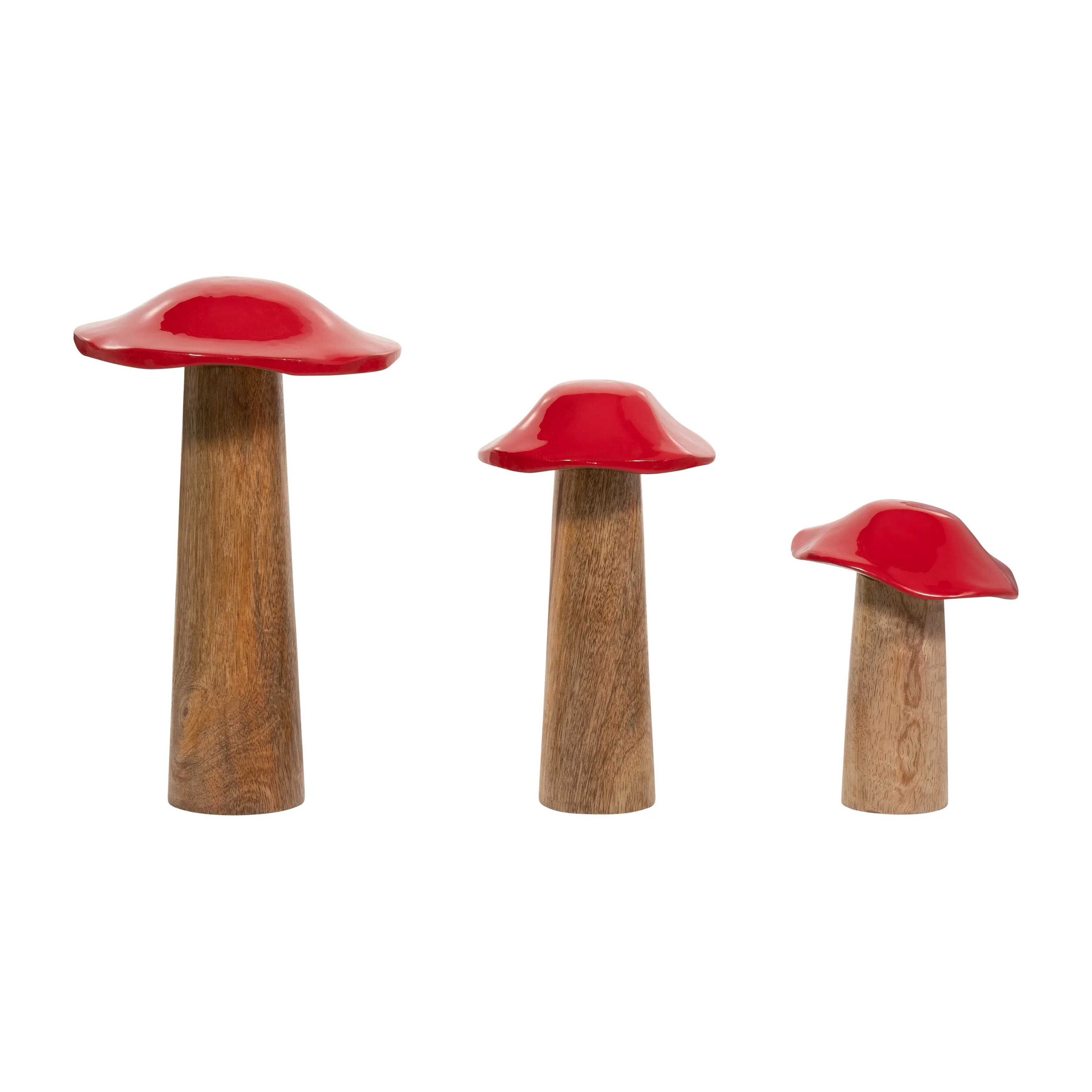 WOOD, 6" TOADSTOOL MUSHROOM, RED