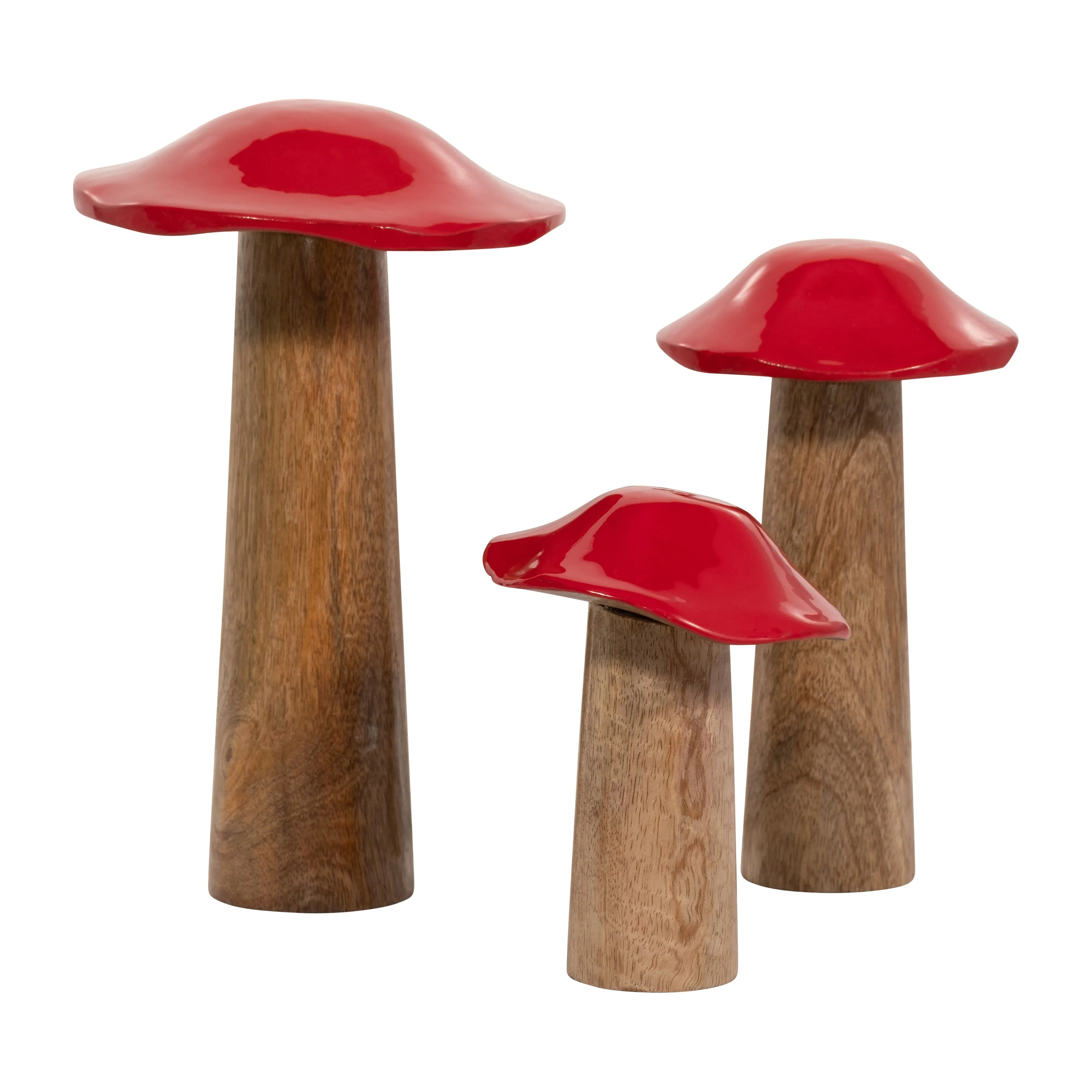 WOOD, 6" TOADSTOOL MUSHROOM, RED