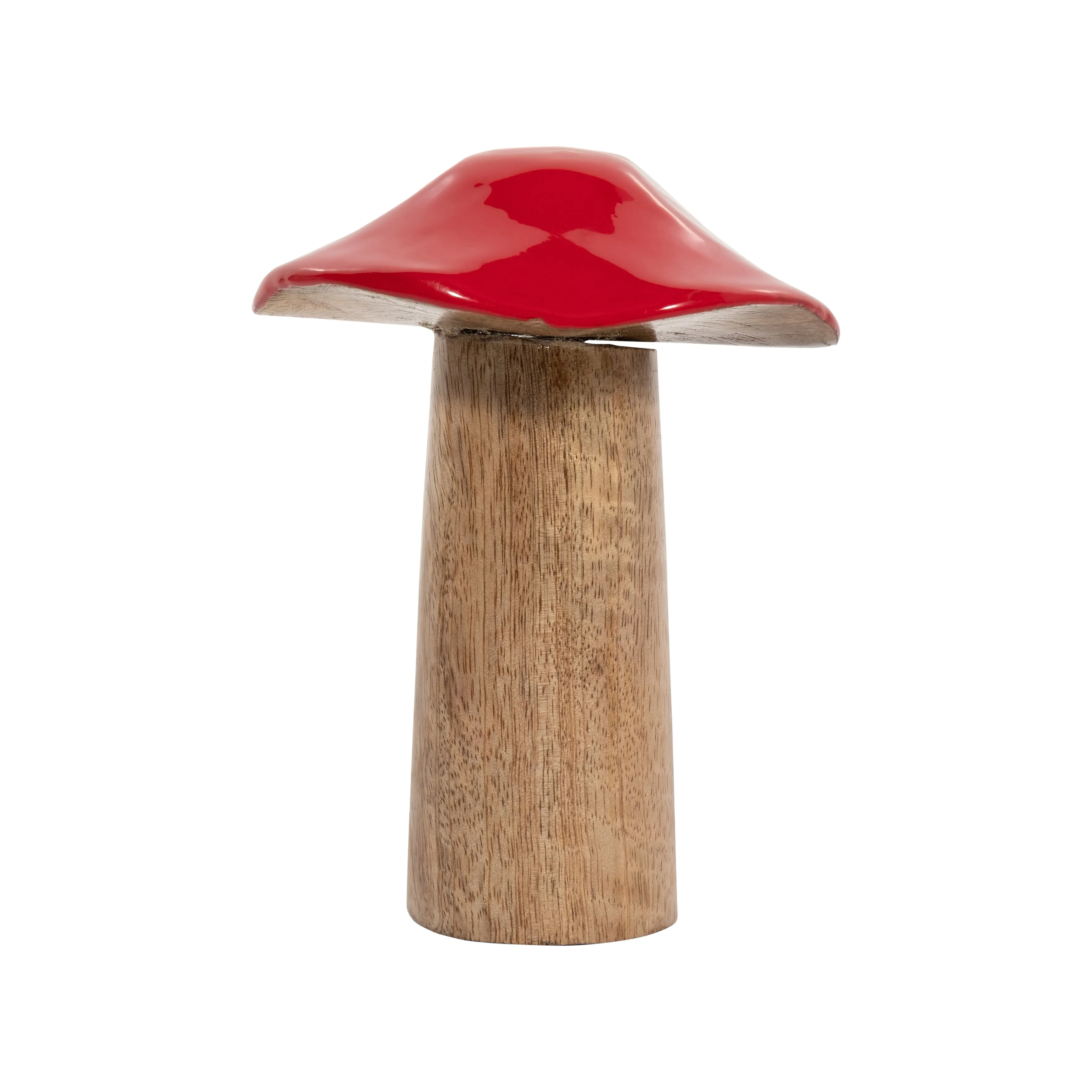 WOOD, 6" TOADSTOOL MUSHROOM, RED