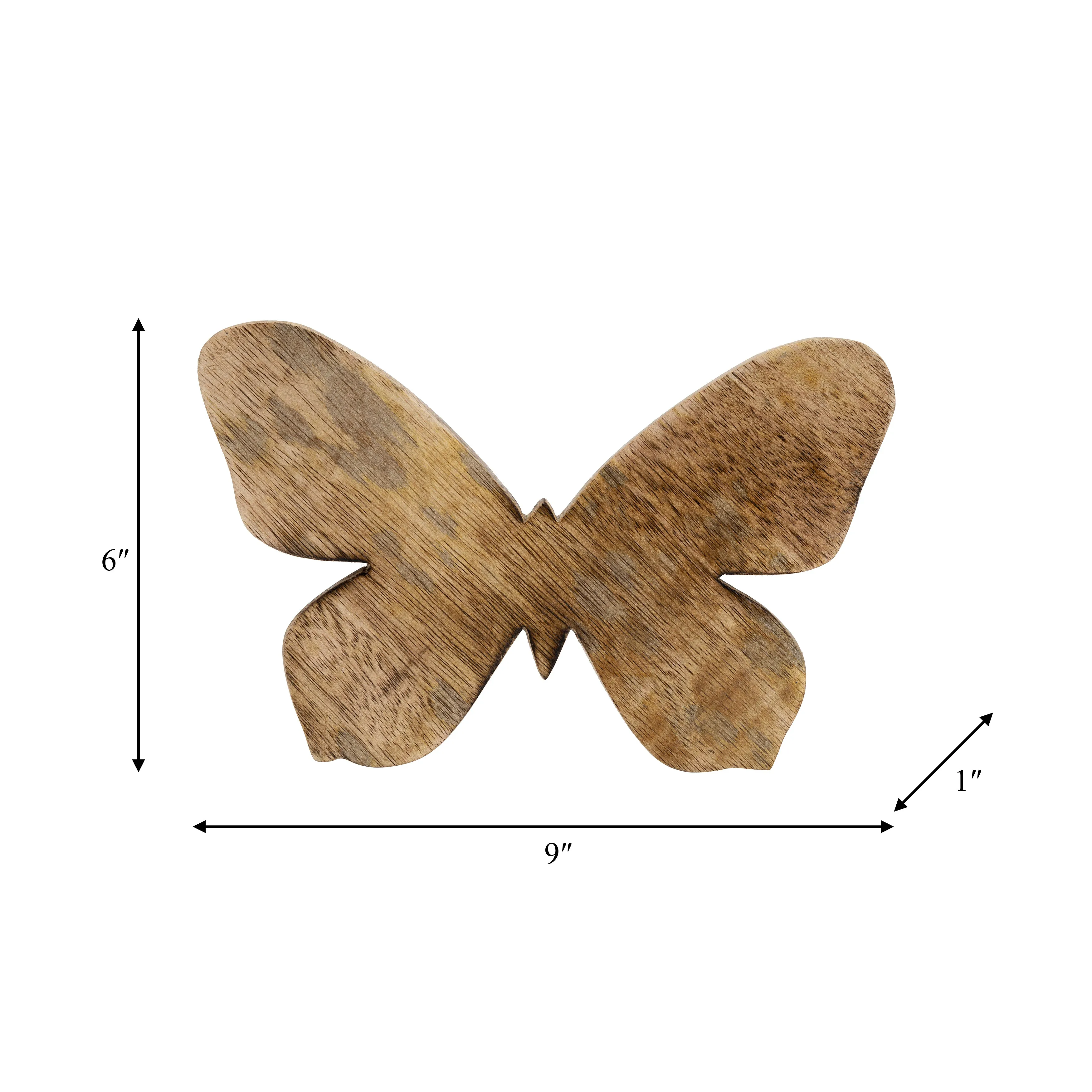 WOOD, 9" BUTTERFLY DECO, BROWN