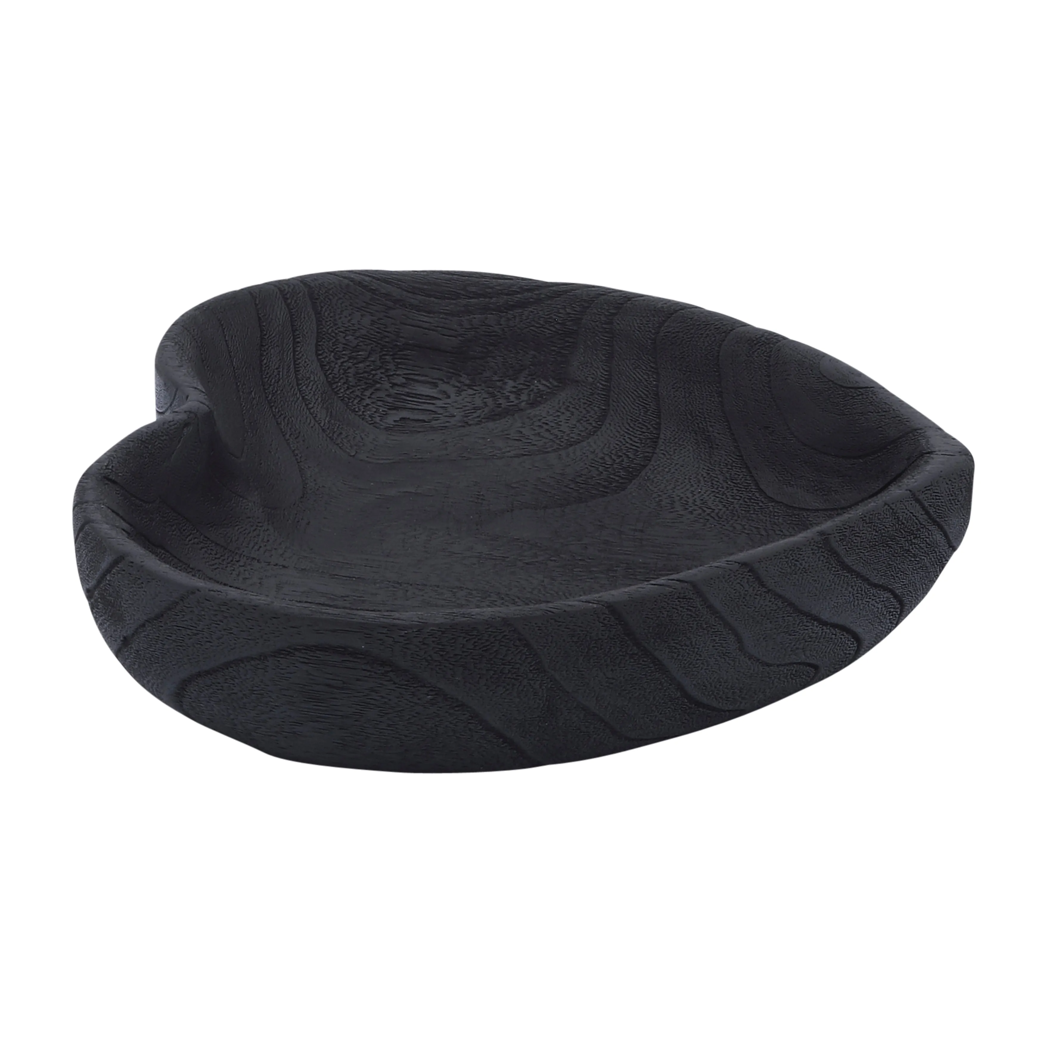 WOOD, S/2 9/10" HEART BOWLS, BLACK