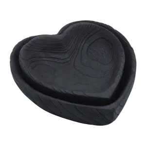 WOOD, S/2 9/10" HEART BOWLS, BLACK