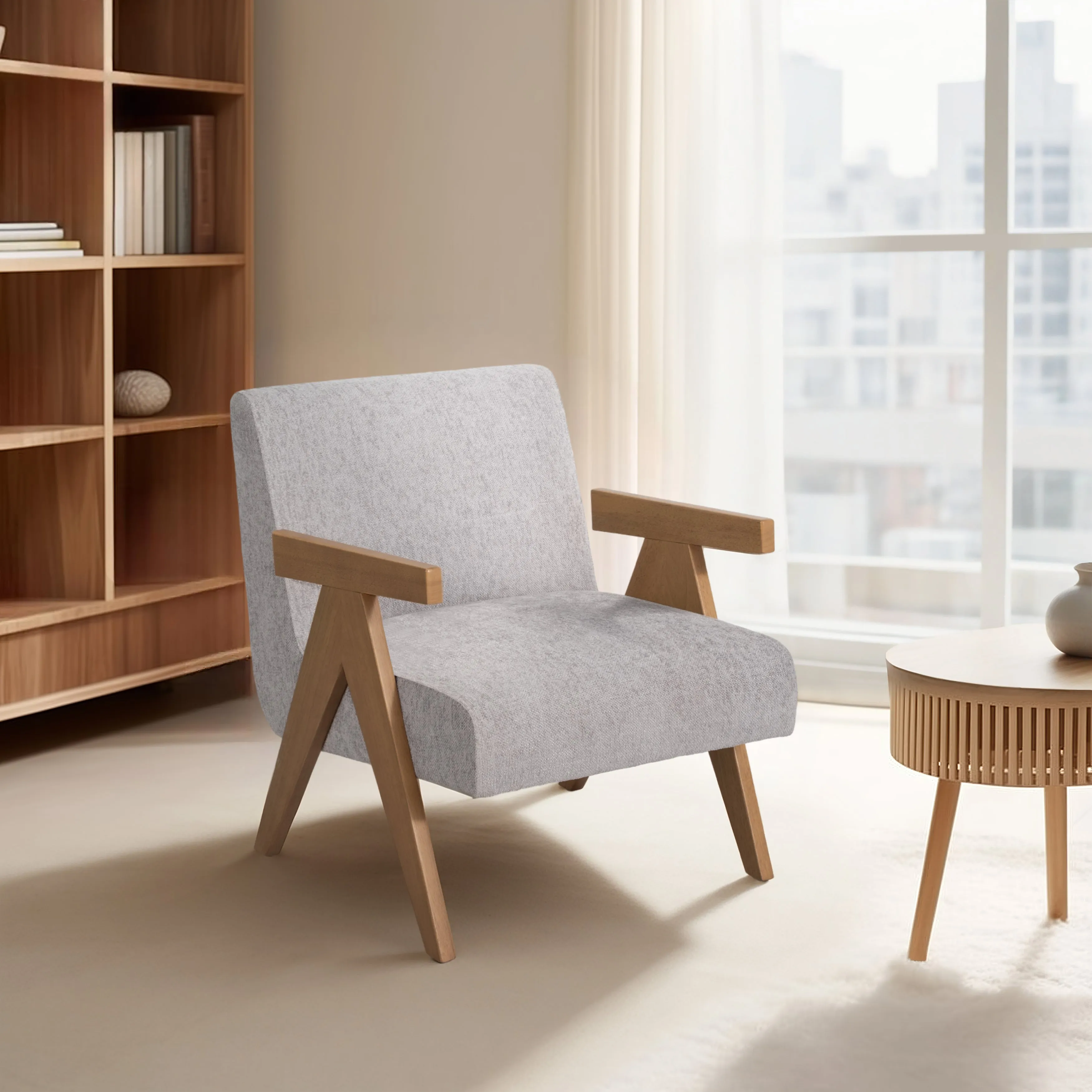 Wood - Scandinavian Accent Chair, Gray