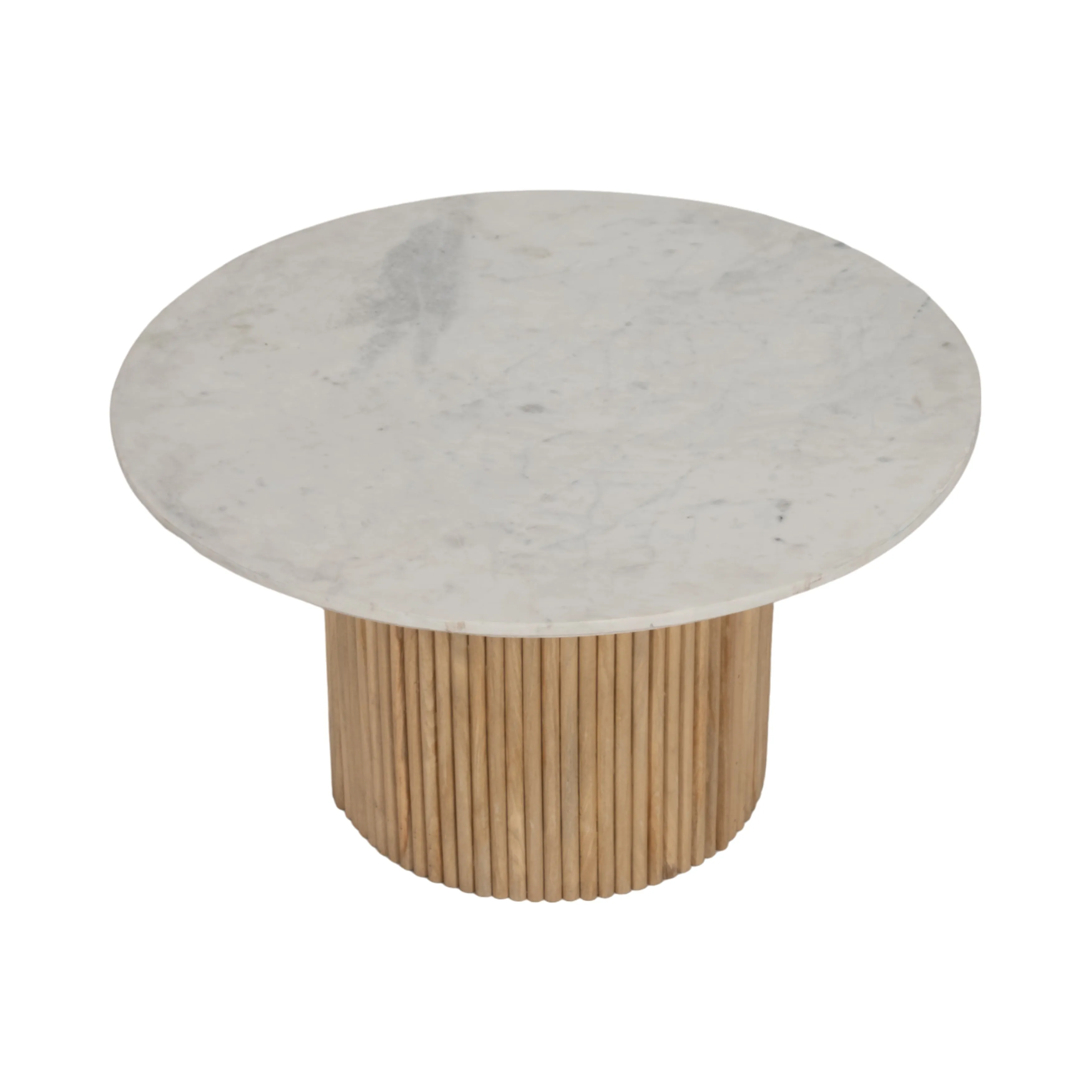 Wood/Marble, 34"D Reeded, Coffee Table, Nat/Wh Kd
