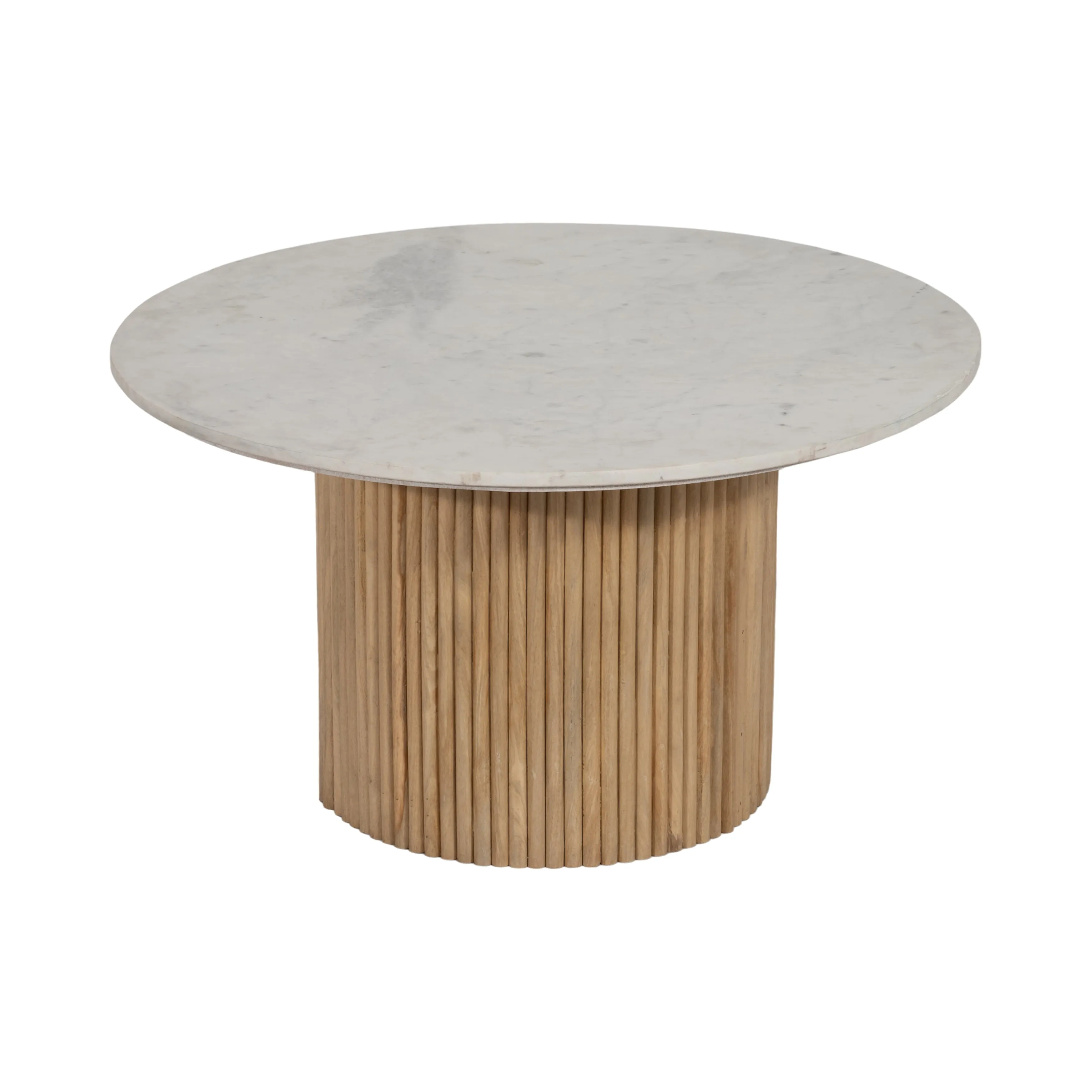 Wood/Marble, 34"D Reeded, Coffee Table, Nat/Wh Kd