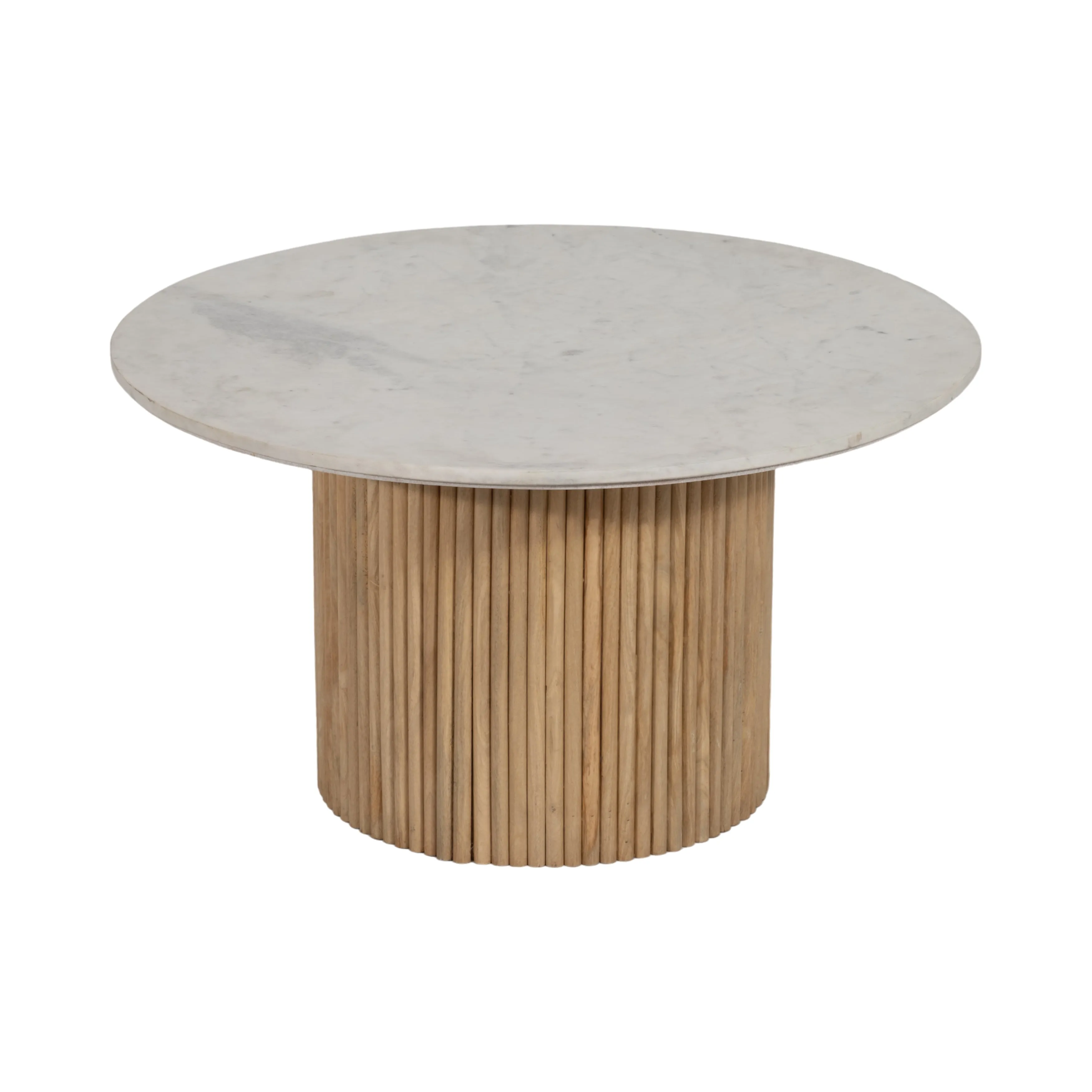 Wood/Marble, 34"D Reeded, Coffee Table, Nat/Wh Kd