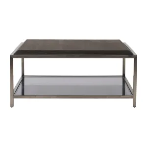 WOOD/STAINLESS STEEL COFFE TABLE, BROWN