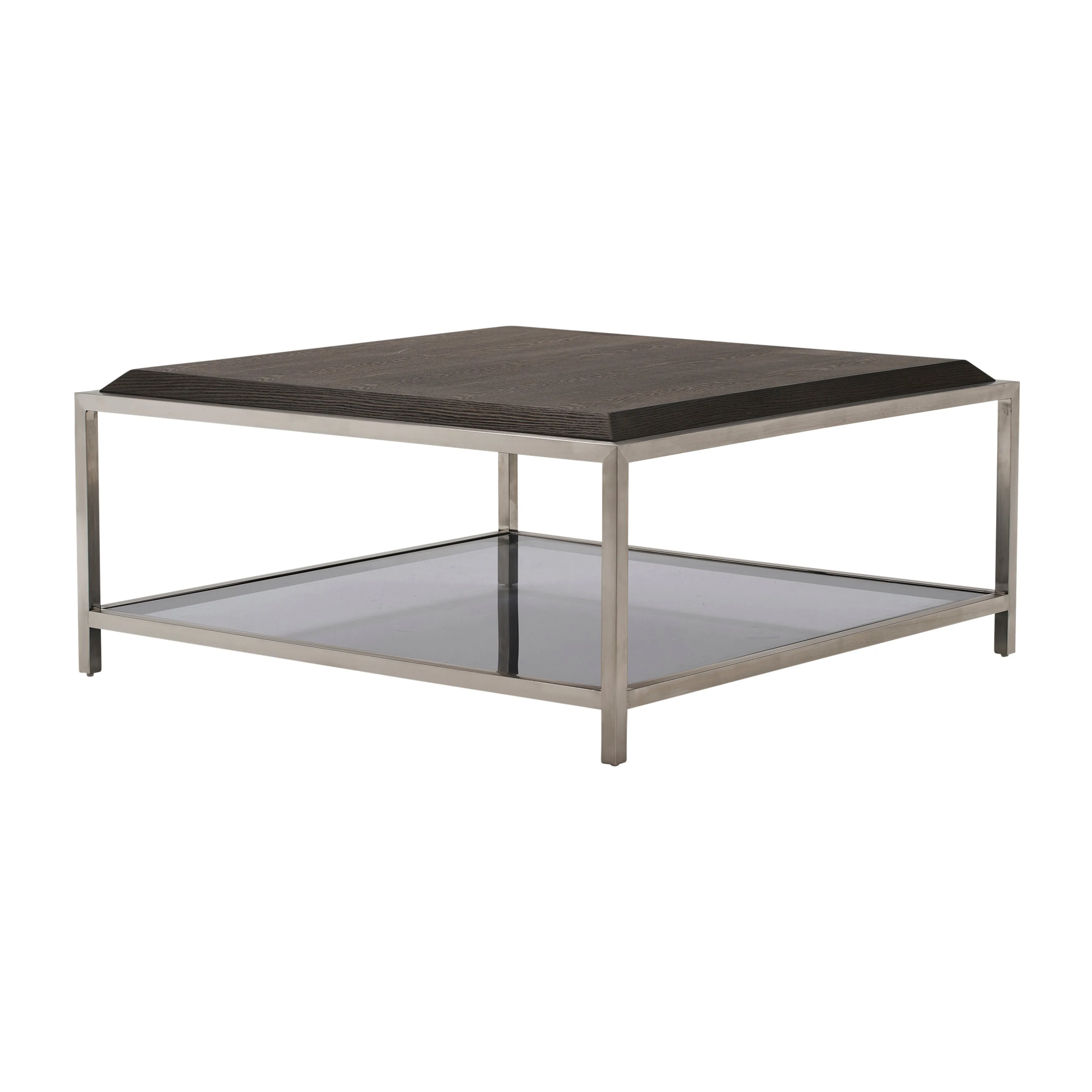 WOOD/STAINLESS STEEL COFFE TABLE, BROWN
